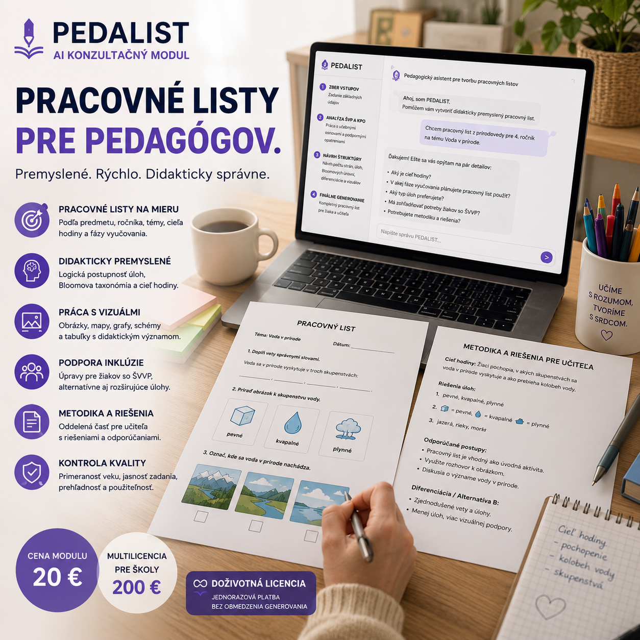 PEDALIST AI konzultačný modul pre pedagógov na tvorbu pracovných listov s využitím umelej inteligencie – didakticky premyslené pracovné listy pre školy a učiteľov.